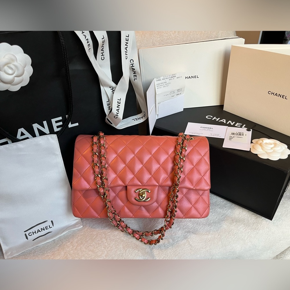 2022 Chanel Medium Flap Bag Iridescent Pink